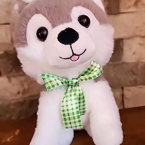 EASTER HUSKEY PUPPY WITH BUNNY EARS 9" PLUSH - Picture 2 of 4